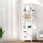 Artiss Bookshelf Bookcase Display Shelf 2 Drawers Storage Rack Cabinet White