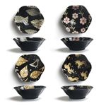 YFWOOD Ceramic dip Bowls x 4, Sauce Bowls Porcelain dip Bowls Set, 10.5 cm Bowls Soy Sauce Bowls, Sushi Bowls, Finger Food Condiment Bowls jam Bowls, 100ml(Black)