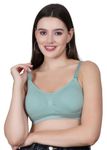 Fabme Women's Nylon Blend Wire Free Casual Nursing Padded Bra (BR0278_Green