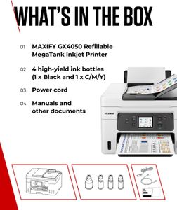 Canon MAXIFY GX4050 MegaTank Wireless Printer – High-Yield Ink