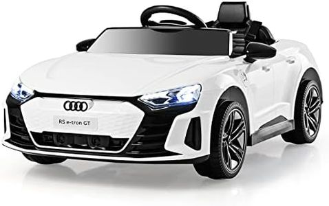 GYMAX Kids Ride on Car, 12V Battery Powered Licensed Audi Toy Car with Remote Control, Music, TF, MP3, USB, High/Low Speed, Slow Start & Safety Belt, Children Electric Vehicle for Boys Girls (White)