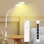 SAD Lamp with Metal Clamp,10000 Lux Round Light Therapy Lamps,UV-Free Sun Lamp Therapy with 5 Light Colors & 5 Adjustable Brightness,SAD Light with Adjustable Gooseneck for Lift Mood/Reading/Office