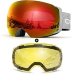 Odoland OTG Ski Goggles Set with Detachable Lens, Frameless Interchangeable Magnetic Lens for Skiing Skating Snowboard, Anti-Fog and UV400 Protection Snow Goggles for Men and Women