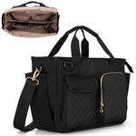 Luxja Large Bible Bag with Water Bottle Pockets, Bible Tote Bag for Women with Multiple Pockets (Bag Only), Black