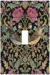 ROUGUI Decorative Switch Plate Covers William Morris Dark Emerald and Pink Floral Yellow Bird 1 Gang Wall Plate Single Toggle Light Switch Cover Plate Jumbo Electrical Switchplate Receptacle Faceplate