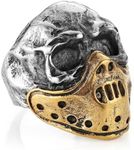 HZMAN Skull Ring for Men Chunky Stainless Steel Gothic Ring Jason Mask Ring Halloween Jewelry Gift, Non-Precious Metal, No Gemstone