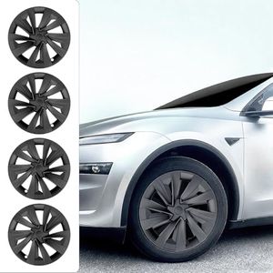 Tesla Model Y Juniper Wheel Covers 19 Inch 2025-2026 Matte Black 4 PCS ABS Rim Protector Hubcaps Fits for Tesla Model Y Accessories 2026 with Tire Repair Tools Kit