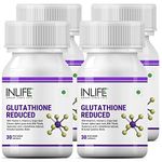 INLIFE L Glutathione Capsules 1000mg | Vitamin C Milk Thistle Grape Seed Extract Biotin | Skin and Liver Health Supplement for Men Women - 30 Vegetarian Capsules (Pack of 4)