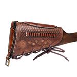TOURBON Vintage Leather No Drill Cheek Rest Buttstock Protective Pouch, Hunting Shooting Recoil Pad with Rifle Shell Ammo Holder (with .22 Shell Holder)