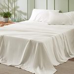 Bedsure Full Size Sheet Sets - Soft Sheets for Full Size Bed, 4 Pieces Hotel Luxury Ivory Sheets Full, Easy Care Polyester Microfiber Cooling Bed Sheet Set