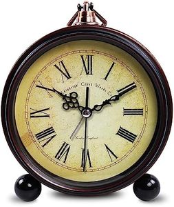 Königswerk Vintage Analog Alarm Clock, 5.25 inch Small Silent Desk Clock with Night Light, Battery Operated for Table, Bedroom, Bedside, Living Room, Gift Clock (Classic2046)