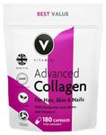 Bigger Pack, Better Value – Premium Advanced Collagen Supplements for Women – Marine Collagen, Hyaluronic Acid, Vitamin C & E – Radiant Skin, Hair, Nails – UK Made – 180 Capsules, 60 Day Supply