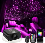 AMKI Upgraded 16W Starlight Headliner Kit Twinkle+Sound Activated 600pcs 0.03in 9.8ft Cable Fiber Optic Light APP/Remote Control for Car Home Star Ceiling Decoration