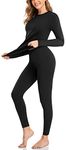 SIMIYA Women Thermal Underwear Set Base Layer Long Sleeve Top Ultra Soft Long Johns Fleece Lined Thermals Leggings for Winter Workout (Black,XS)