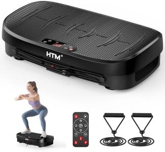 HTM Vibrationsplatte Fitnessgerät Gebogene, Ganzkörper Rüttelplatte Mit 150W Motor, Widerstandsbändern, Belastbar Bis 330 Pfund, 120 Geschwindigkeitsstufen, Leiser Vibrationsplate mit Fernbedienung