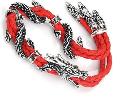 tqyzkh Antique Silver Jewelry Vintage Stylish Red Rope Crystal Rhinestone Dragon Bracelets & Bangles for Women Red Rope