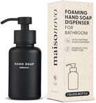 MaisoNovo Glass Foaming Hand Soap Dispenser 14 Oz | Black Foaming Soap Dispenser Black Pump x 1 w/Labels