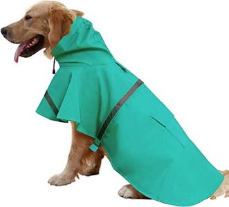 Mikayoo Large Dog Raincoat Adjustable Pet Waterproof Clothes Lightweight Rain Jacket Poncho Hoodies with Strip Reflective(Lake Blue,XXL)