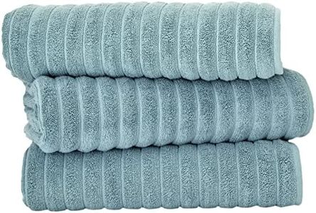 Classic Turkish Towels - 3-Pieces Bath Sheets - 40 x 65 Inches Hotel & Spa Quality Jumbo Jacquard Ribbed Bath Sheet, 100% Turkish Cotton, Fast Drying & Quick Absorbent (Spa Green, Set of 3)
