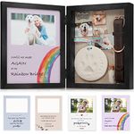 JupDec Dog Memorial Gifts Pet Shadow Box Wooden Picture Frame with Clay Paw Print Kit for Loss of Dog & Cat Remembrance Sympathy Deep Display Case for Keepsake Collar Hair (Black)