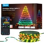 Govee Christmas String Lights, Halloween Decorations Indoor, 30M RGBWIC Lights with Shape Mapping Technology, App Control with 130+ Dynamic Scene Modes, Sync with Music, Green Cables