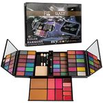 Vtrem Make Up Palette Kit - Women's Make-Up Set - Lip Gloss & Red & Pressed Powder & Cotton Brush & Mascara (34 Colours)