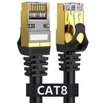 Cat 8 Ethernet Cable 100ft Shielded, Indoor&Outdoor, Heavy Duty High Speed Direct Burial 26AWG Cat8 Network Wire, 40Gbps 2000Mhz SFTP Patch Cord, in Wall&Weatherproof RJ45 Cable for Router/Modem/Xbox