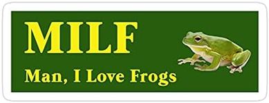 (3 Pcs/Pack) Milf Man I Love Frogs 3x4 Inch Die-Cut Stickers Decals for Laptop Window Car Bumper Helmet Water Bottle