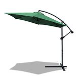 VOUNOT 3m Cantilever Garden Parasol, Banana Patio Umbrella with Crank Handle and Tilt for Outdoor Sun Shade, Green, 24895287951460