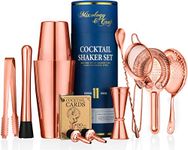 Mixology & Craft Cocktail Shaker Set - 11-Piece Bar Accessories Kit w/ Weighted Boston Shaker, Strainer, Jigger, Muddler and More - Home Bartending Tools, Accessories for Bartender, Copper