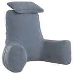 MY ARMOR Backrest Pillow for Bed with Detachable Neck Rest & Support Arms, Soft Reading Pillow | Back Support Wedge Pillow for Working, Seating & Relaxing in Bed - Grey