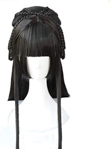 Hongya Hanfu perruque de style ancien princesse mignonne Ji Xiu Bangs longue cagoule longue 70 CM