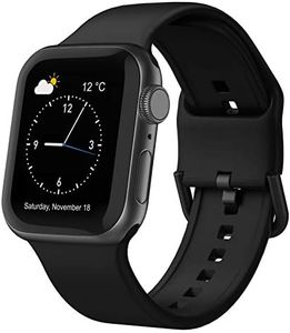 Sport Band Compatible with Apple Watch Bands 49mm 46mm 45mm 44mm 42mm, Soft Silicone Wristbands Strap with Classic Clasp for iWatch Series 10 9 SE 8 7 6 5 4 3 2 1 Ultra for Women Men, Black