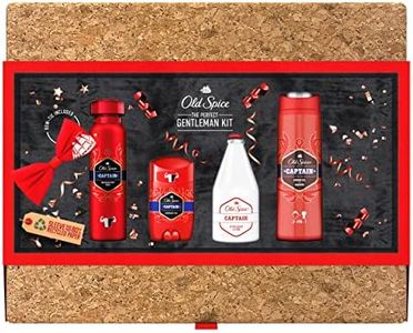 Old Spice Caja De Corcho Set De Regalo Para Hombre Con Barra Desodorante, Spray, Gel De Ducha Y Loción Para Después Del Afeitado Captain Y Pajarita Old Spice.