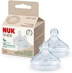 NUK for Nature Replacement Baby Bottle Teats | Small (0-6 Months) | Breast-Like Silicone with Anti Colic Vent | Sustainable, BPA-Free Materials | 2 Count