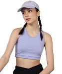 Rock Paper Scissors Premium Seamless Non-Padded Slip On Sports Bra Cross Back Bra High Impact Workout Black Bras Activewear Sports Bra Lavender, Womens, Polyester