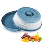 HASTHIP Polypropylene 10.5 Inch Microwave Plate Cover & Tray, Collapsible Food Plate Lid With Top Steam Vent, Microwave Lid Food Splatter, Bpa Free, Microwave Safe Material (Blue)