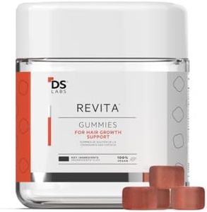DS Labs Revita Hair Vitamin Gummies - Support for Thicker, Fuller Looking Hair, With Biotin, Zinc, Vitamin D, Iron, Magnesium & Melatonin, Vegan, Gluten-Free, Gelatin-Free, 60 Gummies
