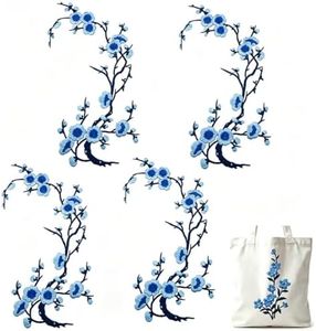 Cherry Blossom Iron On Patches, Embroidered Applique for Clothing Bag DIY