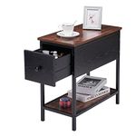 End Table with Drawer, Small Nightstand Organizer for Bedroom Living Room, Equipped with Tools and Easy Assembly (Black Walnut Color) (1 PC)