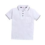 Hopscotch Boys Solid Polo T-Shirt in White Color for Ages 6-7 Years