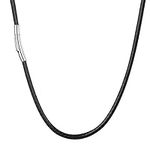 U7 Black Leather Cord Necklace with