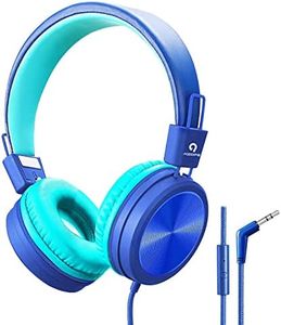 ADOOPE Kids Headphones Wired Kids Headphones for School/Travel/Home, Kindle, Mac, Tablet, iPad, 3.5mm Headphone Jack, Blue Kids Headphones with Microphone