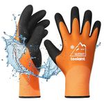 Waterproof Winter Gloves, Thermal Work Gloves for Cold Weather, Touchscreen, Super Grip, for Gardening, Fishing, Car Washing, Freezer Gloves, Orange, Medium