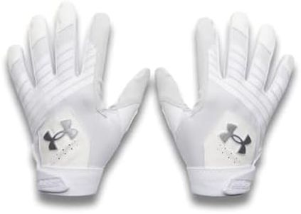 Under Armour Men's Clean Up Baseball Gloves, (100) White/White/Metallic Silver, Large