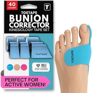 ToeTape - Bunion Correction & Pain Relief Tape | 40 Count | Precut Kinesiology Tape for Bunions, Big Toe Sprains, Pain Relief and Support | Hypoallergenic and Sweatproof (Electric Blue)