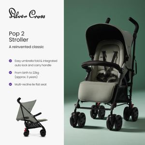 Silver Cross Pop 2 Stroller – Lightweight Sage Green Pushchair
