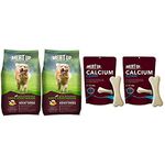 Meat Up 100% Veg Adult Dog Food, 3kg (Buy 1 Get 1 Free)&Calcium Milk Bone Pouch, Dog Treats - 25 Pieces (230 gm)