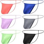 HASWECHYS Men's Sexy T Back Underwears Adjustable Pouch Thongs Silky Low Rise Micro G String Bikini 6 Pack Mul XXL