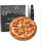 Premium Acacia Pizza Wood Cutting Board with Rocker Pizza Cutter Ideal Pizza Slicer & Serving Board for Perfect Slices Serving Kitchen Charcuterie Oven Boards